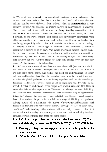 Bài tập Tiếng Anh Lớp 12 Global Success - Unit 2 - Phần: Reading (Có đáp án)