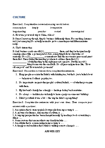 Bài tập Tiếng Anh Lớp 12 Global Success - Unit 2 - Phần: Vocabulary (Có đáp án)