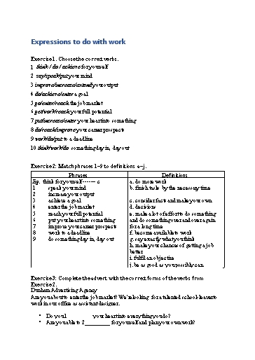 Bài tập Tiếng Anh Lớp 12 Global Success - Unit 9 - Phần: Vocabulary (Có đáp án)