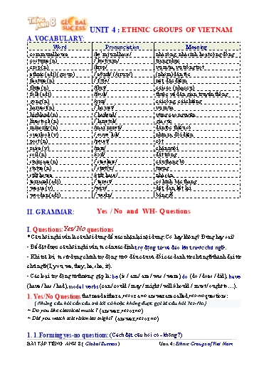 Bài tập Tiếng Anh Lớp 8 Global Success theo unit - Unit 4: Ethnic groups of Vietnam