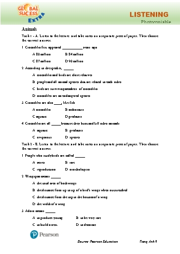 Bài tập Tiếng Anh Lớp 9 Global Success - Unit 10 - Phần: Listening (Có đáp án)