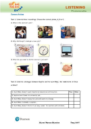 Bài tập Tiếng Anh Lớp 9 Global Success - Unit 12 - Phần: Listening (Có đáp án)