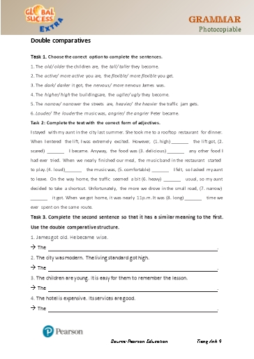 Bài tập Tiếng Anh Lớp 9 Global Success - Unit 2 - Phần: Grammar (Có đáp án)