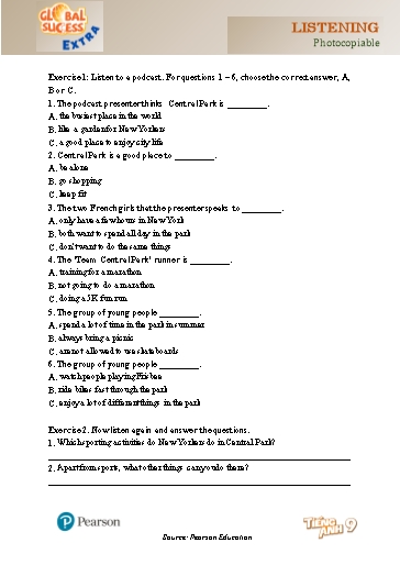 Bài tập Tiếng Anh Lớp 9 Global Success - Unit 2 - Phần: Listening (Có đáp án)