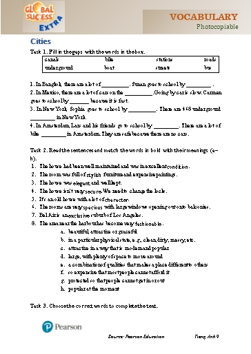 Bài tập Tiếng Anh Lớp 9 Global Success - Unit 2 - Phần: Vocabulary (Có đáp án)