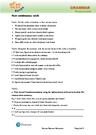 Bài tập Tiếng Anh Lớp 9 Global Success - Unit 4 - Phần: Grammar (Có đáp án)