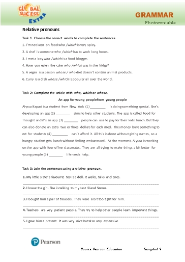 Bài tập Tiếng Anh Lớp 9 Global Success - Unit 8 - Phần: Grammar (Có đáp án)