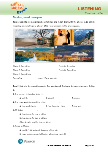 Bài tập Tiếng Anh Lớp 9 Global Success - Unit 8 - Phần: Listening (Có đáp án)