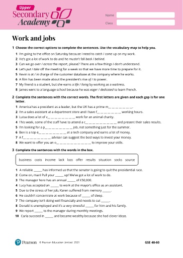 Bài tập từ vựng Tiếng Anh Lớp 11 Global Success - Workplace and jobs (Có đáp án)