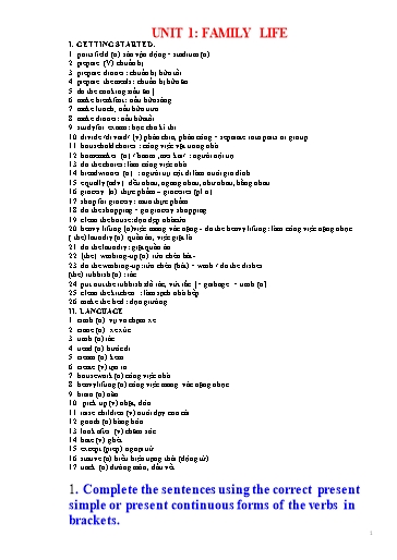 Bài tập từ vựng và ngữ pháp Tiếng Anh Lớp 10 Global Success (Có lời giải)