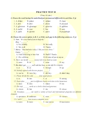 Bổ trợ ôn thi vào Lớp 10 Tiếng Anh Global Success - Bài số 10 (Có đáp án)