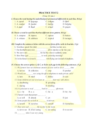 Bổ trợ ôn thi vào Lớp 10 Tiếng Anh Global Success - Bài số 2 (Có đáp án)