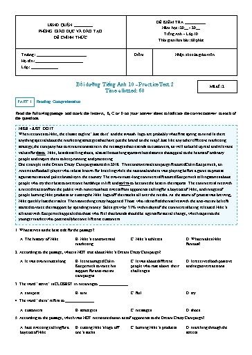 Bồi dưỡng Tiếng Anh Lớp 10 Global Success - Mã đề: 2 (Có đáp án)