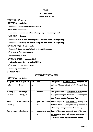 Chuyên đề Tiếng Anh Lớp 7 Global Success - Unit 1: My hobbies (Có đáp án)