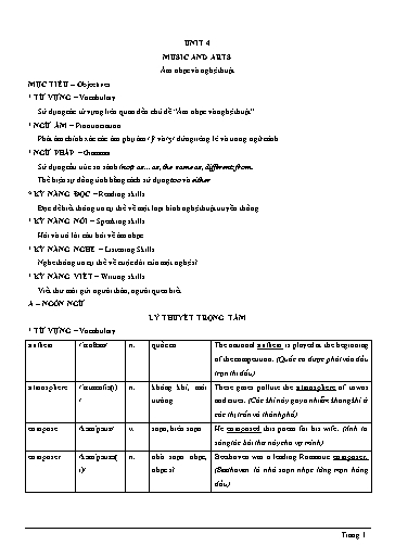 Chuyên đề Tiếng Anh Lớp 7 Global Success - Unit 4: Music and arts (Có đáp án)