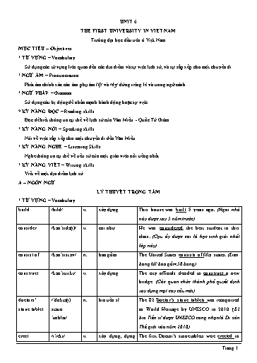 Chuyên đề Tiếng Anh Lớp 7 Global Success - Unit 6: The first university in Vietnam (Có đáp án)