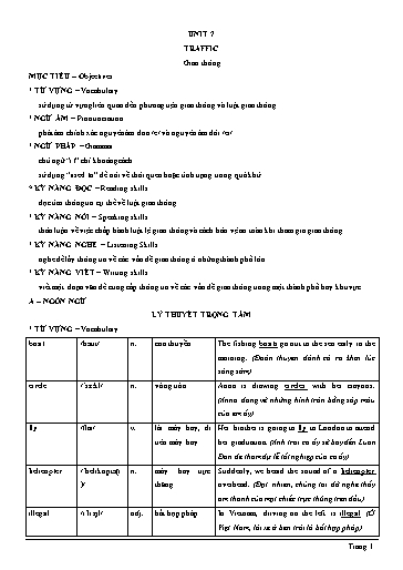 Chuyên đề Tiếng Anh Lớp 7 Global Success - Unit 7: Traffic (Có đáp án)