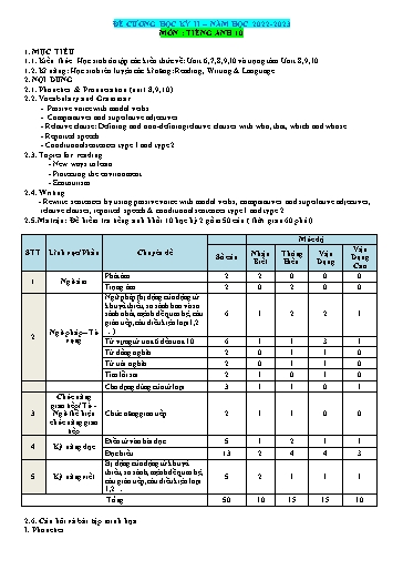 Đề cương học kì 2 Tiếng Anh Lớp 10 Global Success - Năm học 2022-2023 Đề cương học kì 2 Tiếng Anh Lớp 10 Global Success - Năm học 2022-2023