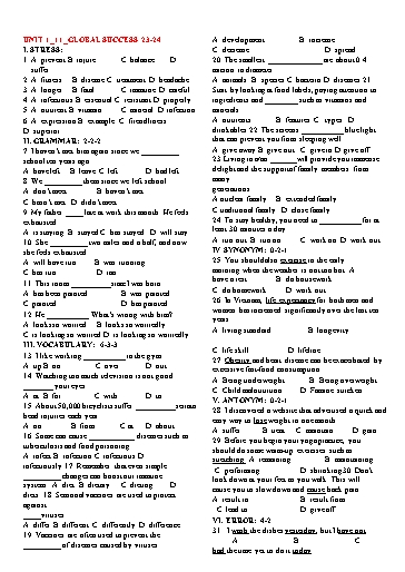 Đề cương ôn tập học kì 1 Tiếng Anh Lớp 11 Global Success - Năm học 2023-2024