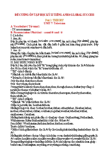 Đề cương ôn tập học kì 2 môn Tiếng Anh Lớp 6 Global Success Đề cương ôn tập học kì 2 môn Tiếng Anh Lớp 6 Global Success