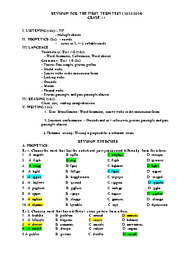 Đề cương ôn tập kiểm tra giữa học kì 1 Tiếng Anh Lớp 11 Global Success - Năm học 2023-2024 (Có đáp án)