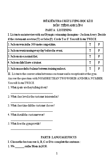 Đề kiểm tra chất lượng học kì 2 Tiếng Anh Lớp 6 Global Success - Đề 3 (Có đáp án) Đề kiểm tra chất lượng học kì 2 Tiếng Anh Lớp 6 Global Success - Đề 3 (Có đáp án)