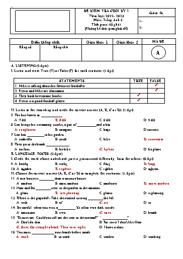 Đề kiểm tra cuối kì 1 Tiếng Anh Lớp 6 Global Success - Năm học 2022-2023 (Có file nghe và đáp án) Đề kiểm tra cuối kì 1 Tiếng Anh Lớp 6 Global Success - Năm học 2022-2023 (Có file nghe và đáp án)