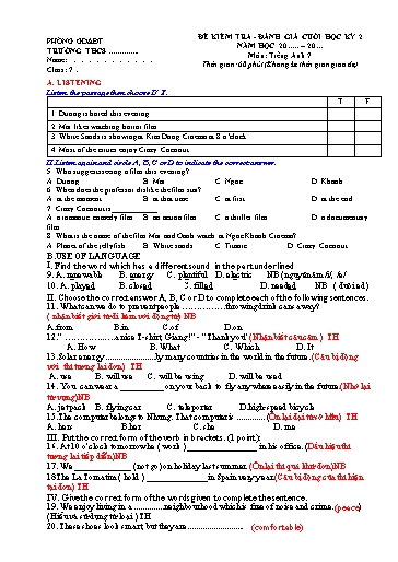 Đề kiểm tra, đánh giá cuối học kì 2 Tiếng Anh Lớp 7 Global Success (Có ma trận, file nghe và đáp án) Đề kiểm tra, đánh giá cuối học kì 2 Tiếng Anh Lớp 7 Global Success (Có ma trận, file nghe và đáp án)