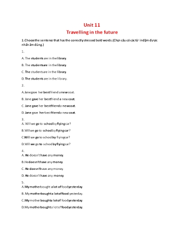 Đề kiểm tra theo unit Tiếng Anh Lớp 7 Global Success - Unit 11: Travelling in the future Đề kiểm tra theo unit Tiếng Anh Lớp 7 Global Success - Unit 11: Travelling in the future