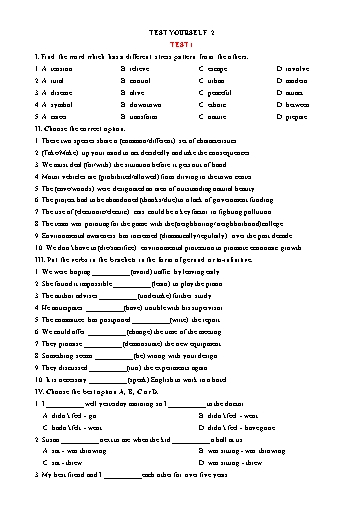 Đề kiểm tra Tiếng Anh Lớp 10 Global Success theo unit - Test yourself 2 (Có đáp án) Đề kiểm tra Tiếng Anh Lớp 10 Global Success theo unit - Test yourself 2 (Có đáp án)