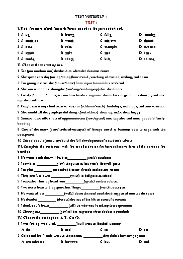 Đề kiểm tra Tiếng Anh Lớp 10 Global Success theo unit - Test yourself 1 (Có đáp án) Đề kiểm tra Tiếng Anh Lớp 10 Global Success theo unit - Test yourself 1 (Có đáp án)