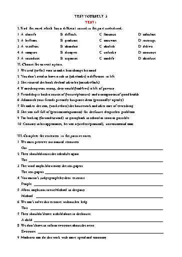 Đề kiểm tra Tiếng Anh Lớp 10 Global Success theo unit - Test yourself 3 (Có đáp án) Đề kiểm tra Tiếng Anh Lớp 10 Global Success theo unit - Test yourself 3 (Có đáp án)