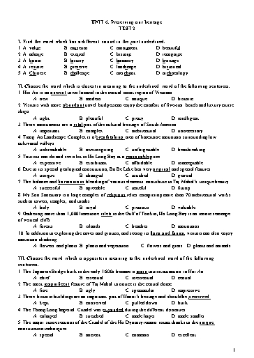 Đề kiểm tra Tiếng Anh Lớp 11 Global Success - Unit 6: Preserving our heritage - Test 2 (Có đáp án)