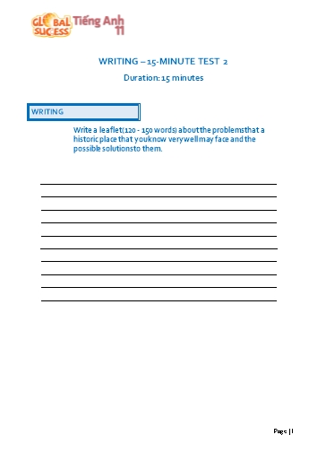 Đề kiểm tra viết học kì 2 Tiếng Anh Lớp 11 Global Success