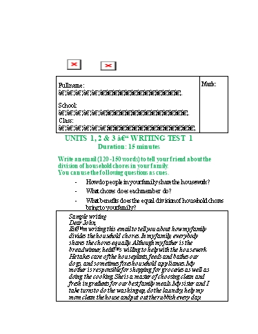 Đề kiểm tra viết Tiếng Anh Lớp 10 Global Success - Test 1: Unit 1+2+3