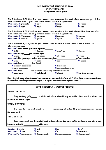 Đề luyện tập Tiếng Anh Lớp 11 Global Success theo form 2025 - Đề 14 (Có đáp án)