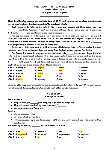 Đề luyện tập Tiếng Anh Lớp 11 Global Success theo form 2025 - Đề 19 (Có đáp án)