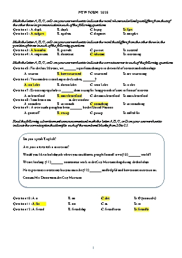 Đề luyện tập Tiếng Anh Lớp 11 Global Success theo form 2025 - Đề 13 (Có đáp án)