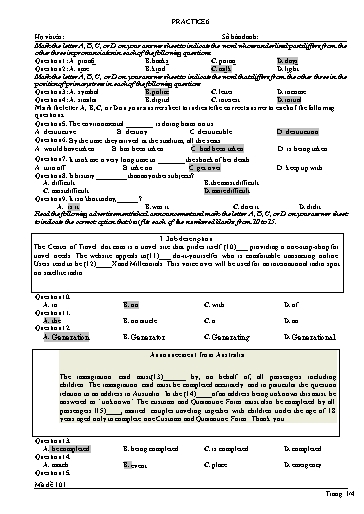 Đề luyện tập Tiếng Anh Lớp 11 Global Success theo form 2025 - Đề 6 (Có đáp án)