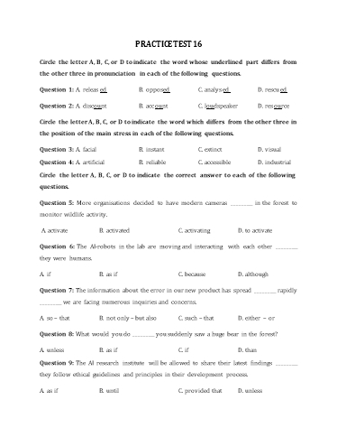 Đề minh họa tốt nghiệp THPT môn Tiếng Anh format 2025 - Đề 16 (Có đáp án)