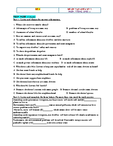 Đề ôn tập giữa học kì 1 Tiếng Anh Lớp 11 Global Success - Đề 4 (Có file nghe)