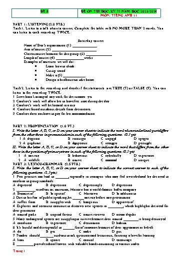 Đề ôn thi học kì 2 Tiếng Anh Lớp 11 Global Success - Đề 8 - Năm học 2023-2024 (Có file nghe)