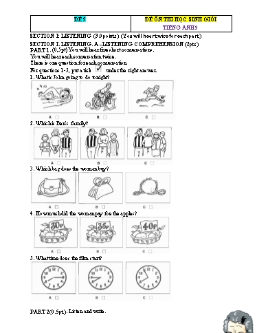 Đề ôn thi học sinh giỏi Tiếng Anh Lớp 9 Global Success - Đề 5 (Có file nghe và đáp án)