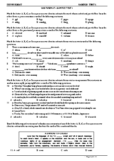 Đề tham khảo Tiếng Anh Lớp 11 Global Success theo form 2025 - Đề 1 (Có đáp án)