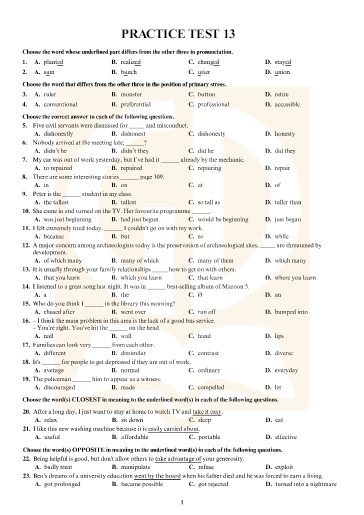 Đề tham khảo tốt nghiệp THPT môn Tiếng Anh - Đề 13 (Có đáp án)