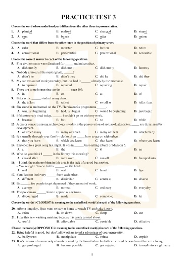 Đề tham khảo tốt nghiệp THPT môn Tiếng Anh - Đề 3