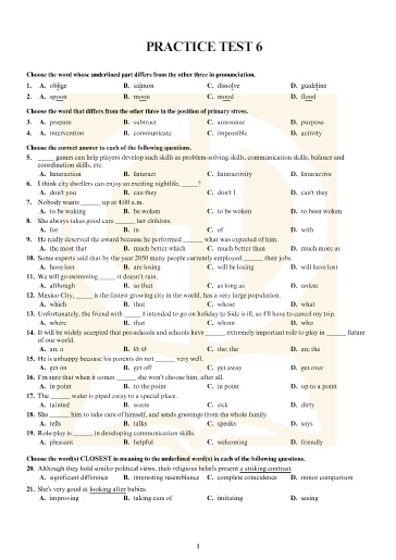 Đề tham khảo tốt nghiệp THPT môn Tiếng Anh - Đề 6