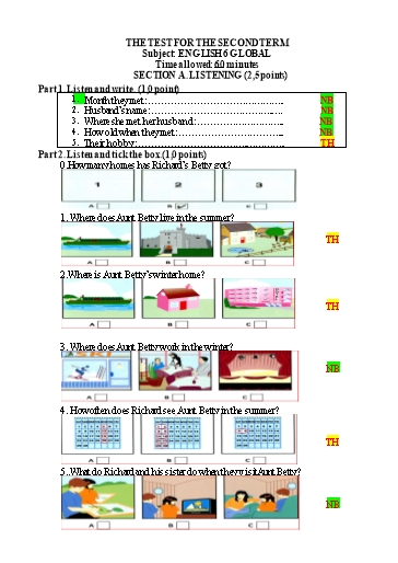 Đề thi học kì 2 Tiếng Anh Lớp 6 Global Success (Có file nghe và đáp án) Đề thi học kì 2 Tiếng Anh Lớp 6 Global Success (Có file nghe và đáp án)