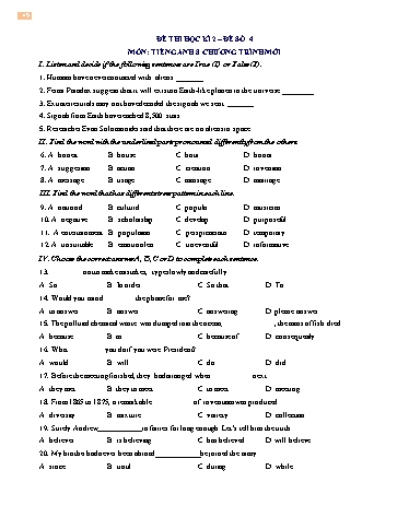Đề thi học kì 2 Tiếng Anh Lớp 8 Global Success - Đề 4 (Có đáp án)