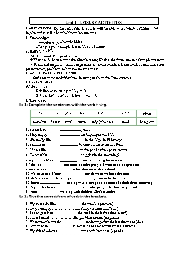 Giáo án phụ đạo Tiếng Anh Lớp 8 Global Success